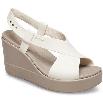 Crocs Brooklyn Vysoke Wedge Bezove - Damske Šlapky Na Platforme